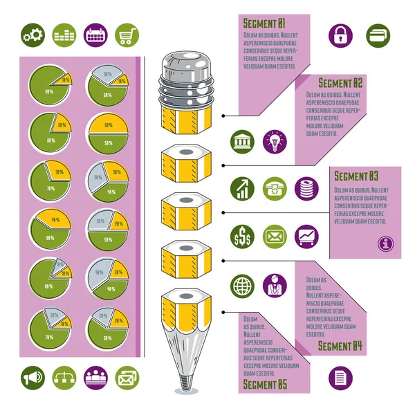 Infografik-Vorlage, Idee mit Bleistift, Vektorillustration. — Stockvektor