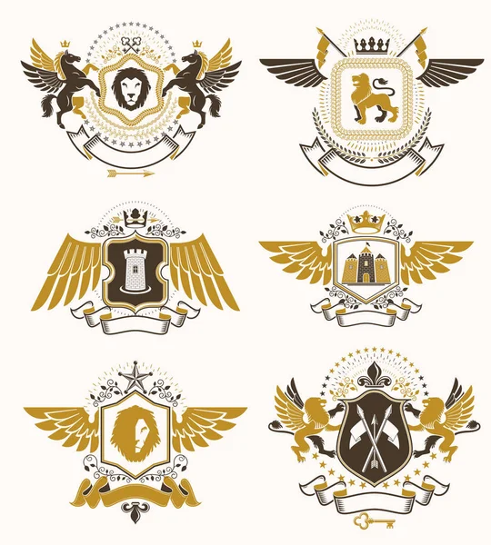 Vintage heraldiek ontwerpsjablonen — Stockvector