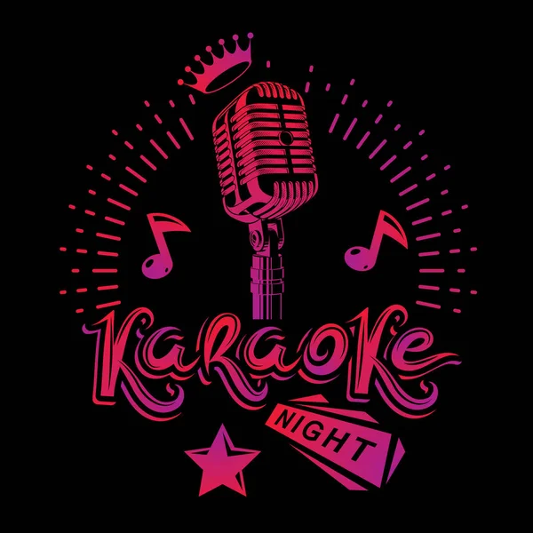 Karaoke este és szórakozóhely diszkó vektor meghívó plakát — Stock Vector