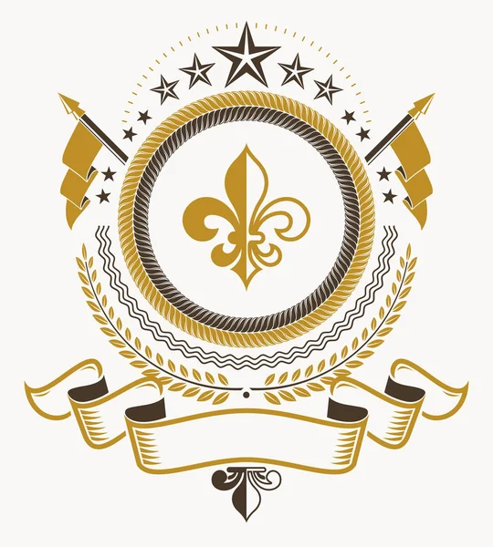 Composición del emblema decorativo vintage, vector heráldico. — Vector de stock