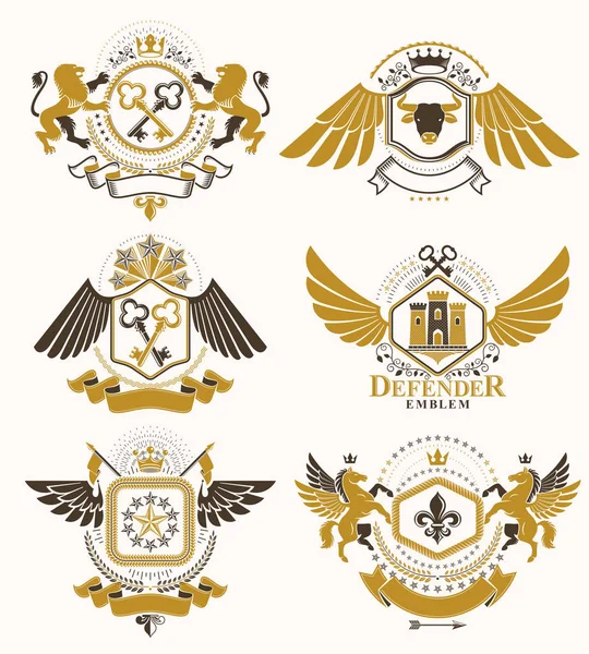 Set de șabloane heraldice antice — Vector de stoc
