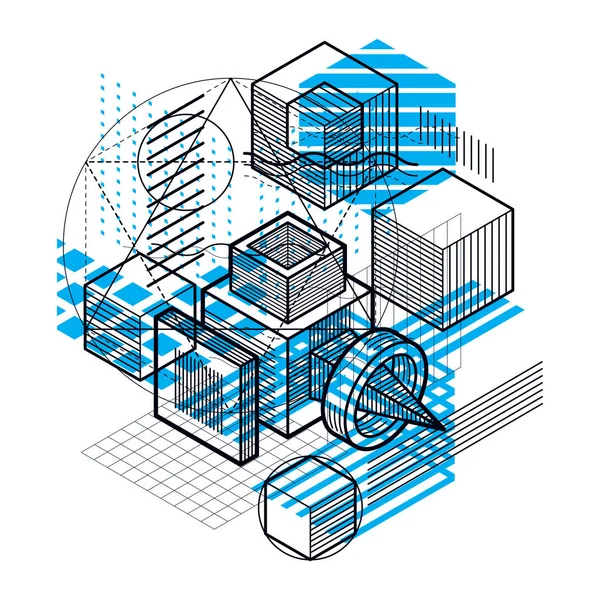 Design isométrico com diferentes elementos — Vetor de Stock