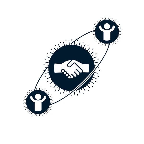 Başarılı iş yaratıcı logo, el sıkışma işareti, vektör kavramı — Stok Vektör