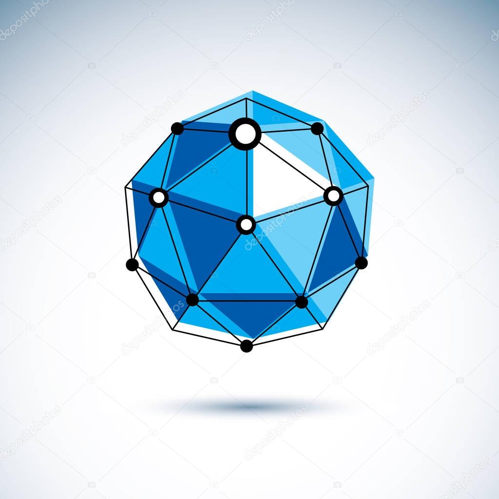 Technology conceptual logo. 3D polygonal geometric faceted object, vector abstract design element.