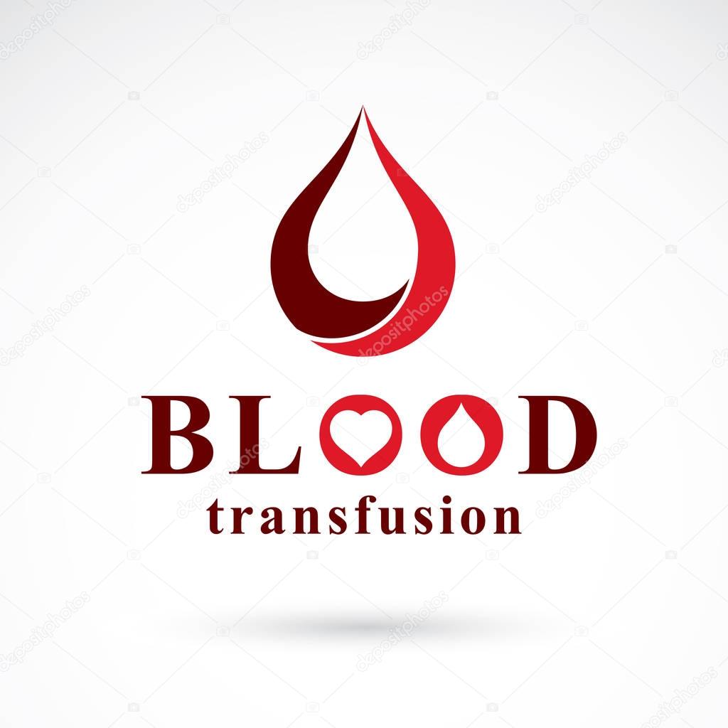 Vector illustration of heart shape. Blood transfusion concept