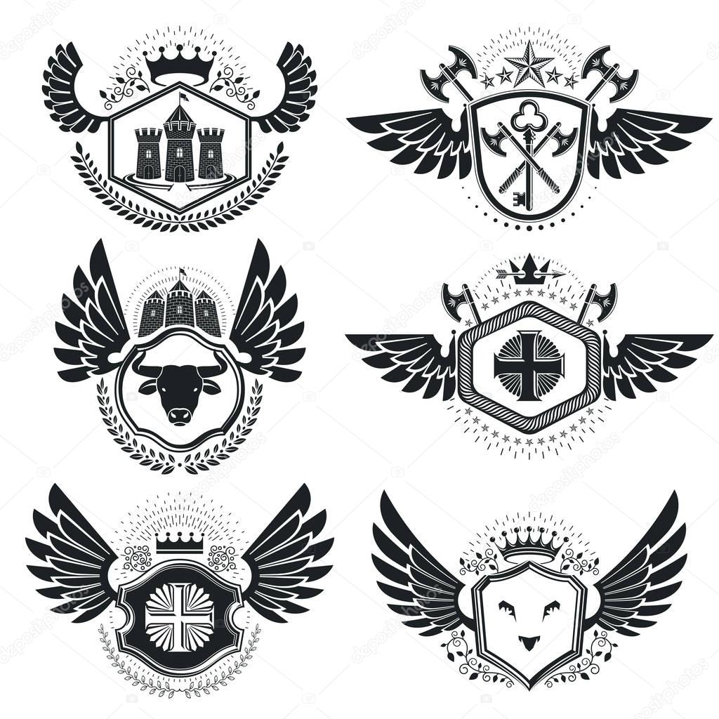 Set of antique heraldic templates