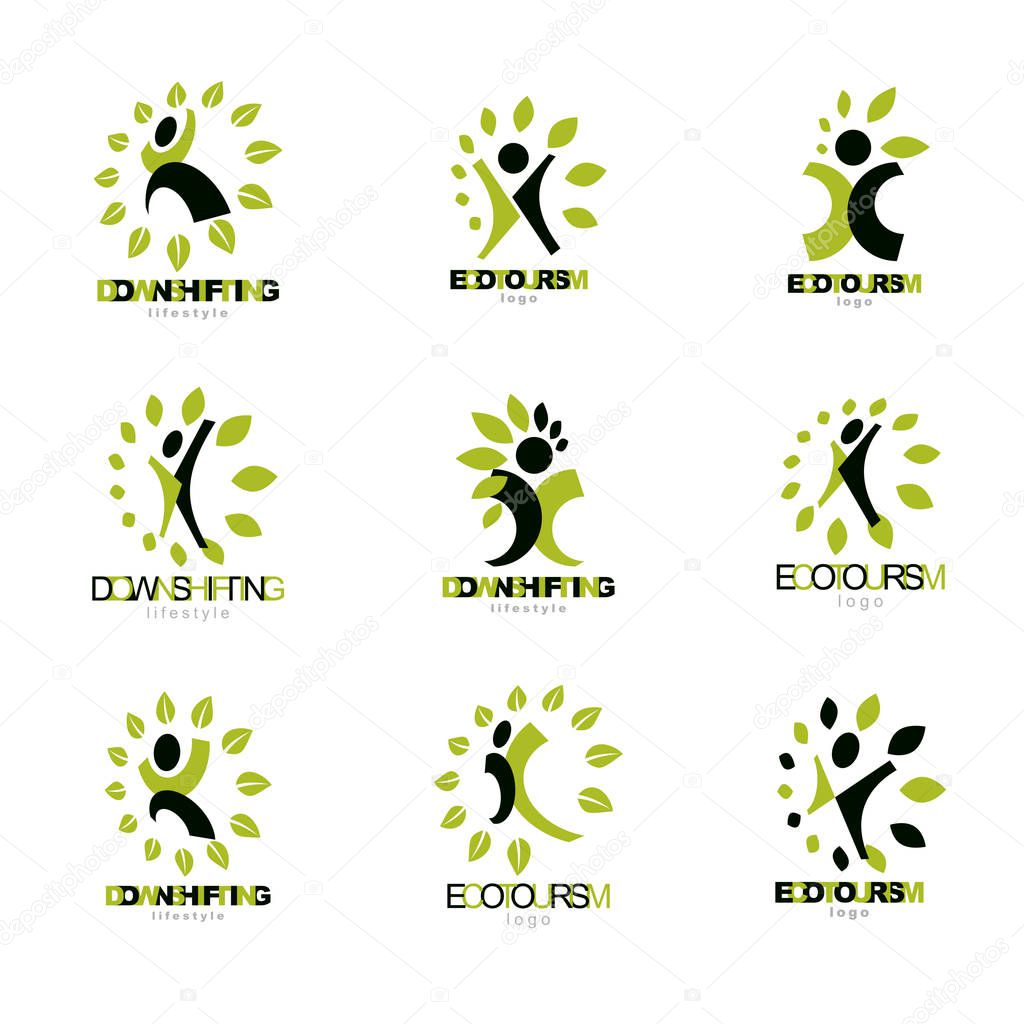 Collection of vector illustration of joyful abstract individual 