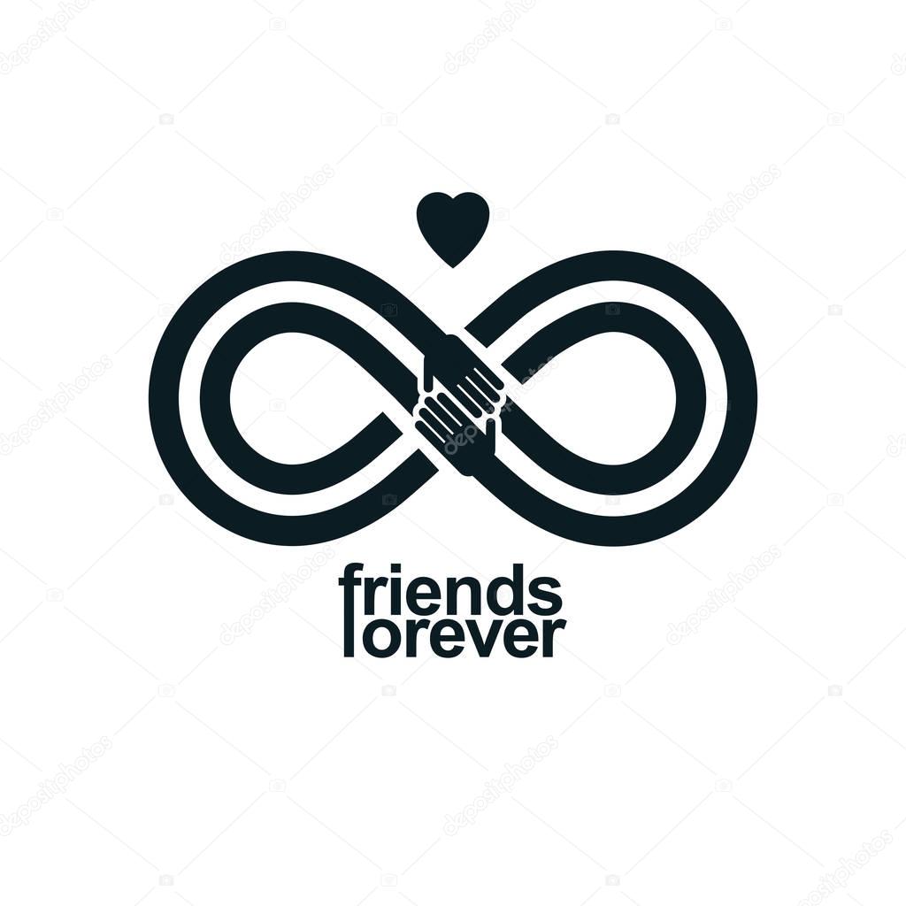 Friends Forever, everlasting friendship conceptual vector symbol isolated on white background.