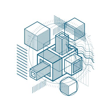 farklı öğeler ile izometrik tasarım