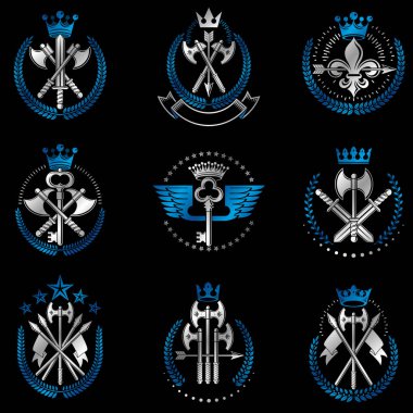 Vintage silah Amblemler ayarla