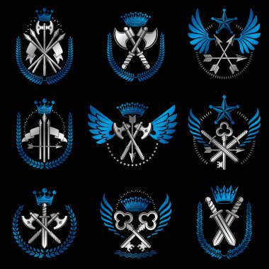 Vintage silah Amblemler ayarla