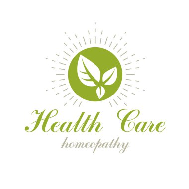 Yeşil bahar yaprakları vektör sembol kullanılmak üzere bütünsel tıp