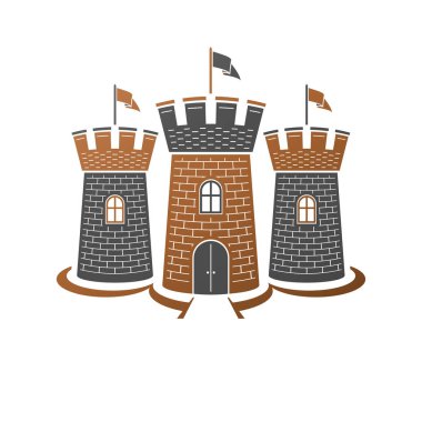 Ortaçağ Kalesi dekoratif izole vektör çizim. 