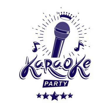 Karaoke partisi davetiyesi poster, canlı müzik vektör 