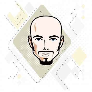 Güzel kılsız erkek yüzü bıyıklı vektör çizim