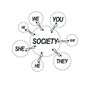 Sosyal ilişkiler kavramsal logosu, benzersiz vektör simgesi. 