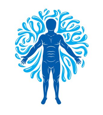 Güçlü erkek, vücut siluet vektör grafik çizim 