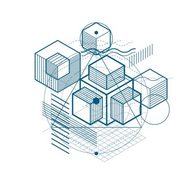 farklı öğeler ile izometrik tasarım