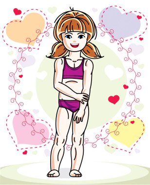 Sevimli küçük Kızıl saçlı kız casual modern giyimleri 