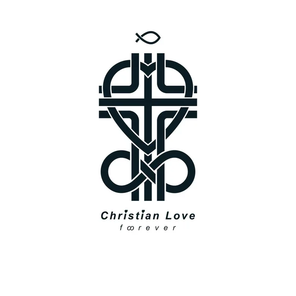 Dios inmortal Christian Love diseño del logotipo conceptual — Archivo Imágenes Vectoriales