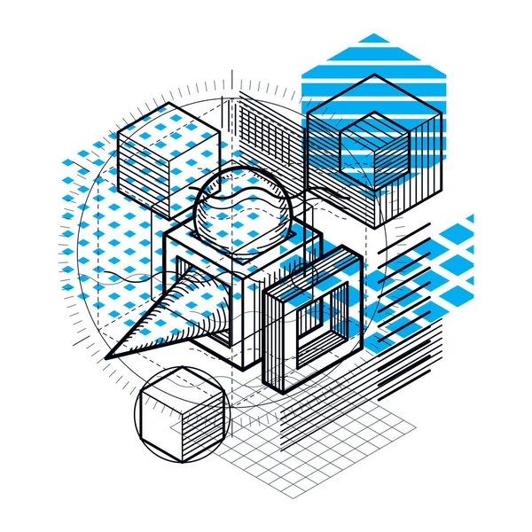 Isometrisk design med olika element — Stock vektor