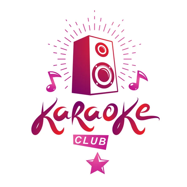 Karaoke clube emblema vetor criado usando notas musicais — Vetor de Stock