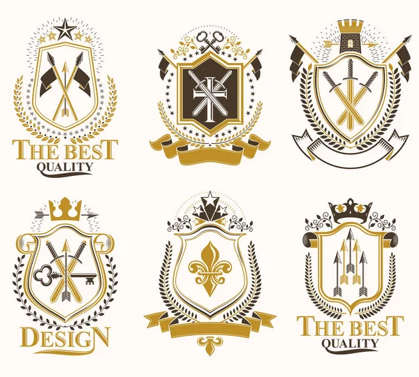 Set antieke heraldische sjablonen — Stockvector