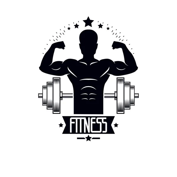 Modèle de sport de logo de gymnase d'haltérophilie de bodybuilding — Image vectorielle