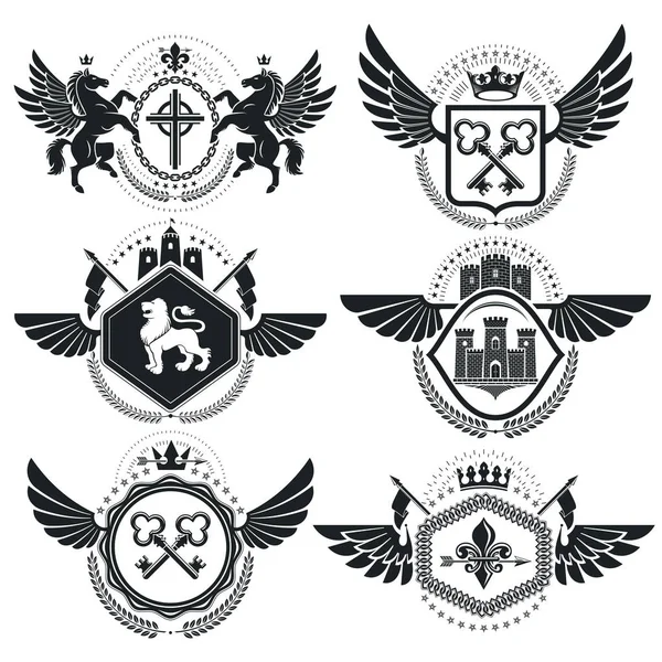 Set of antique heraldic templates — Stock Vector