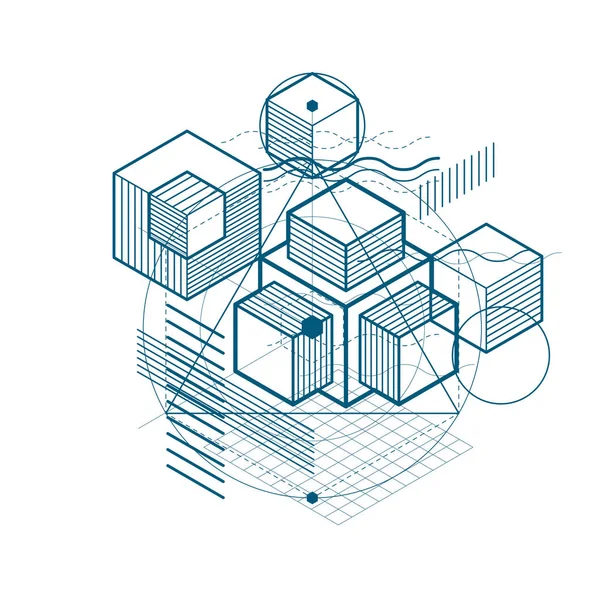 Isometric design with different elements — Stock Vector