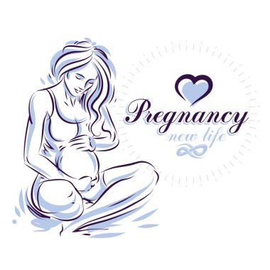 pregnant woman body silhouette drawing clipart