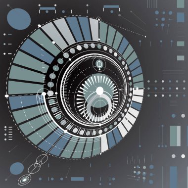 Boyutlu soyut dairesel mekanik düzeni