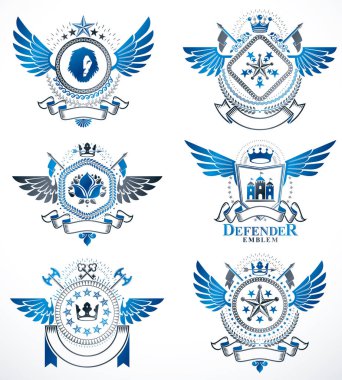 Vintage Hanedanlık armaları tasarım şablonları