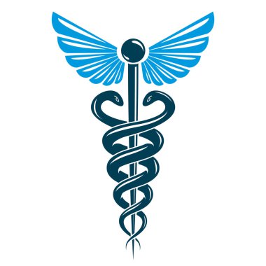 Kanatları ve yılan ile soyut amblemi