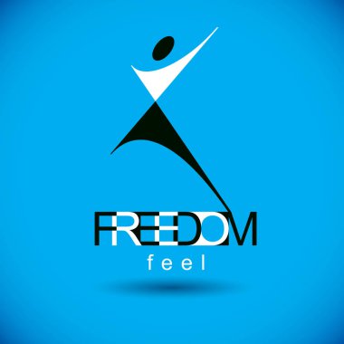 Vektör çizim ile neşeli soyut birey ha kaldırdı