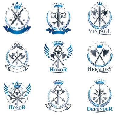 Vintage silah Amblemler ayarla