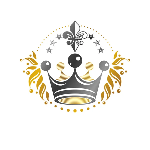 Emblema de la corona en corona — Vector de stock