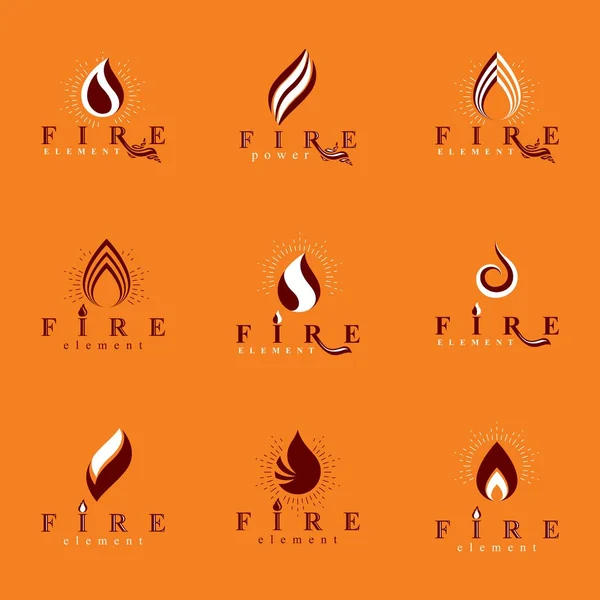 Sıcak yanan alev sembolleri — Stok Vektör