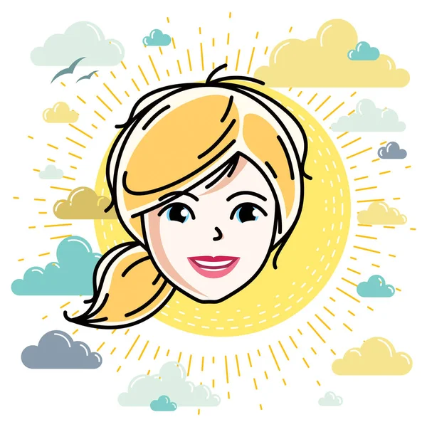 Woman face icon — Stock Vector