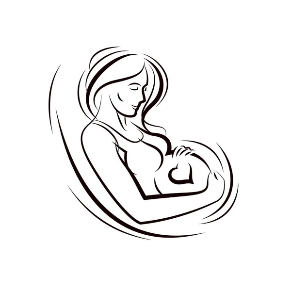 Zwangere vrouwelijk lichaam — Stockvector