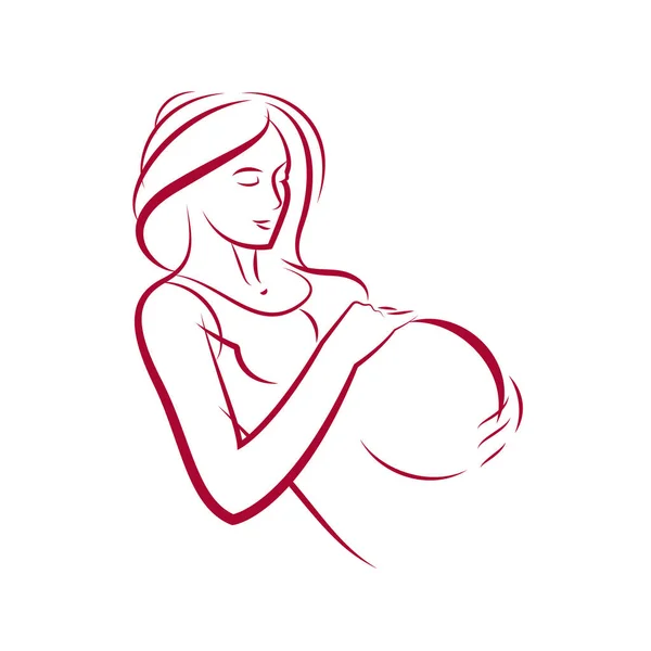 Corpo feminino grávida — Vetor de Stock