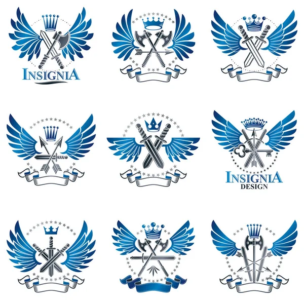 Vintage silah Amblemler ayarla