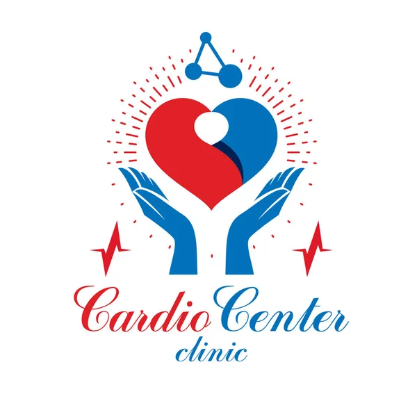 Логотип сердца в руках человека — стоковый вектор