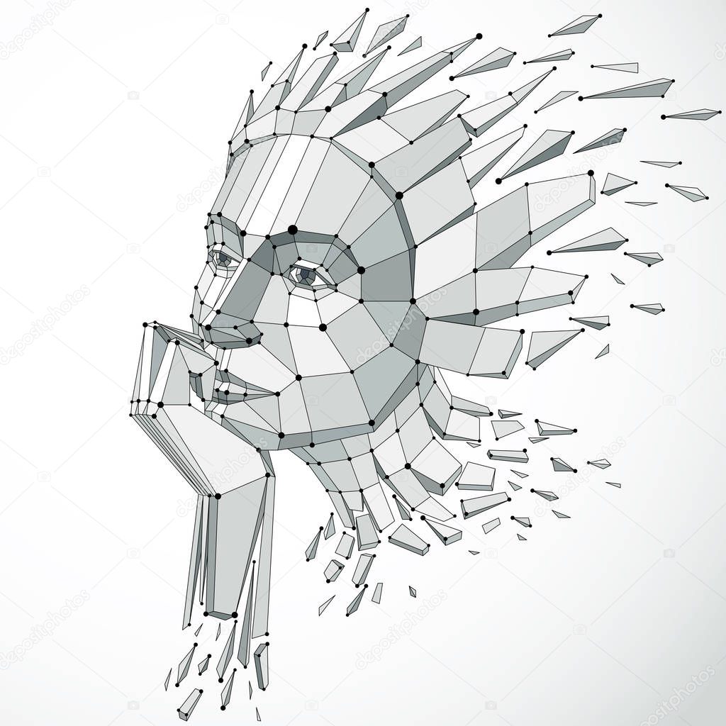 3d vector illustration of human head