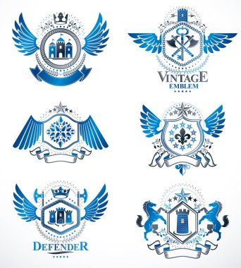 Vintage Hanedanlık armaları tasarım şablonları