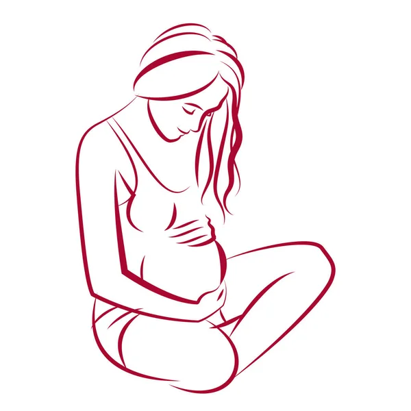 Hamile kadın silueti — Stok Vektör