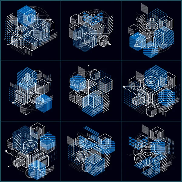 Fonds abstraits avec des formes isométriques . — Image vectorielle