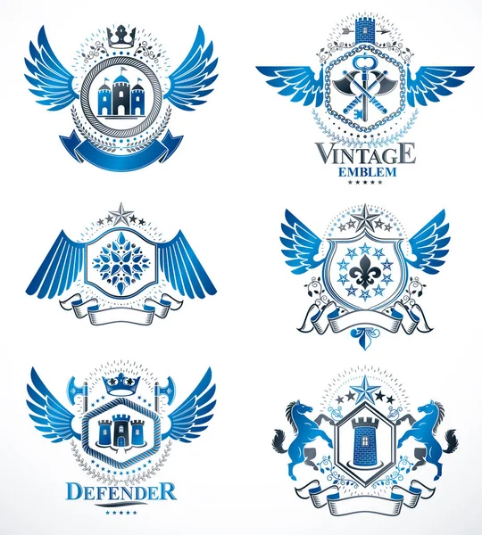 Vintage Hanedanlık armaları tasarım şablonları