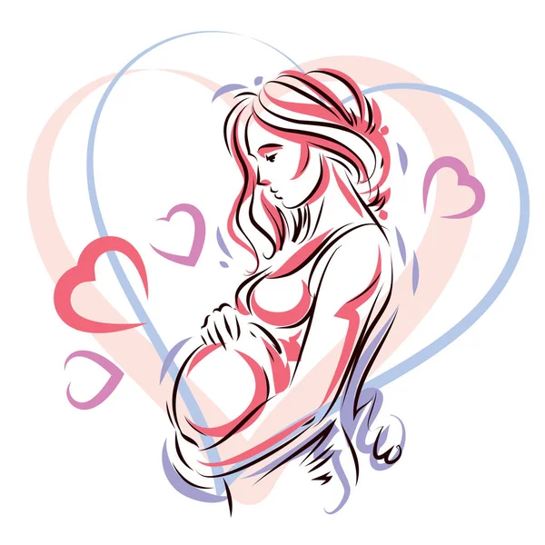 Corpo feminino grávida —  Vetores de Stock