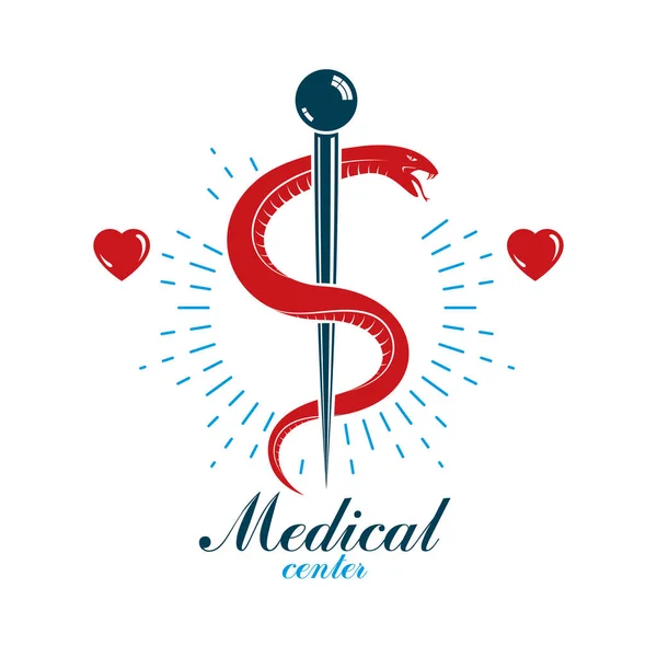 Klinika medycyny logo z węża — Wektor stockowy